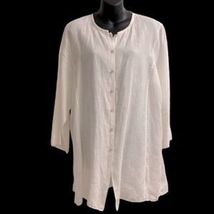 Eileen Fisher Long White Linen Shirt Tunic sz XL